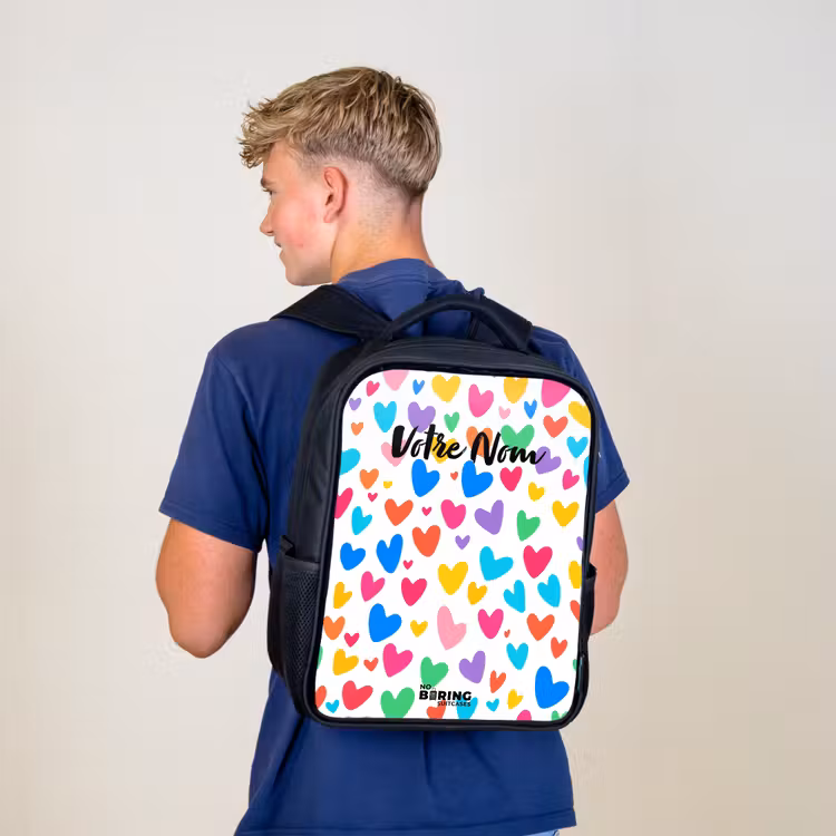 Sac à dos enfant - Noir - Coeurs colorés — 5
