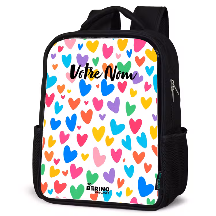 Sac à dos enfant - Noir - Coeurs colorés — 6