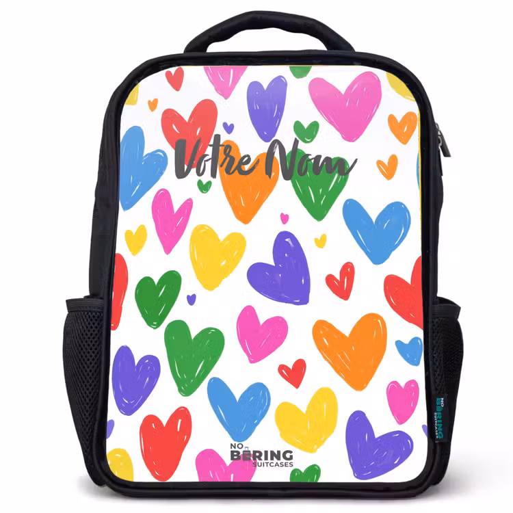 Sac à dos enfant - Noir - Coeurs colorés — 1
