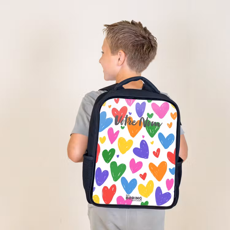 Sac à dos enfant - Noir - Coeurs colorés — 2