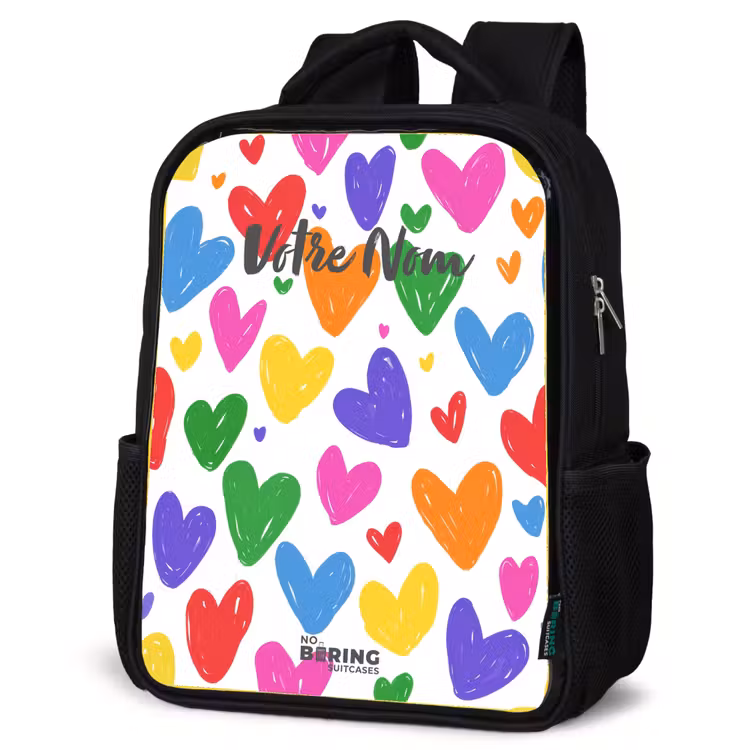 Sac à dos enfant - Noir - Coeurs colorés — 6
