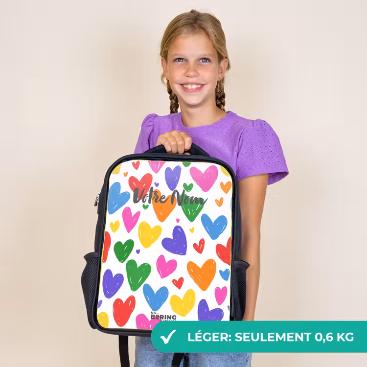 Sac à dos enfant - Noir - Coeurs colorés — 9