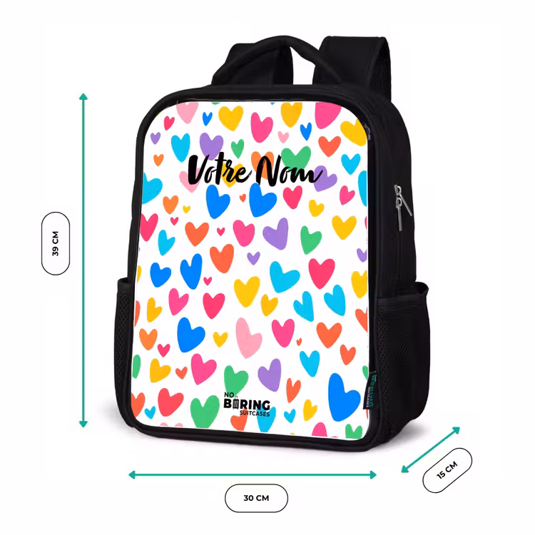 Sac à dos enfant - Noir - Coeurs colorés — 8