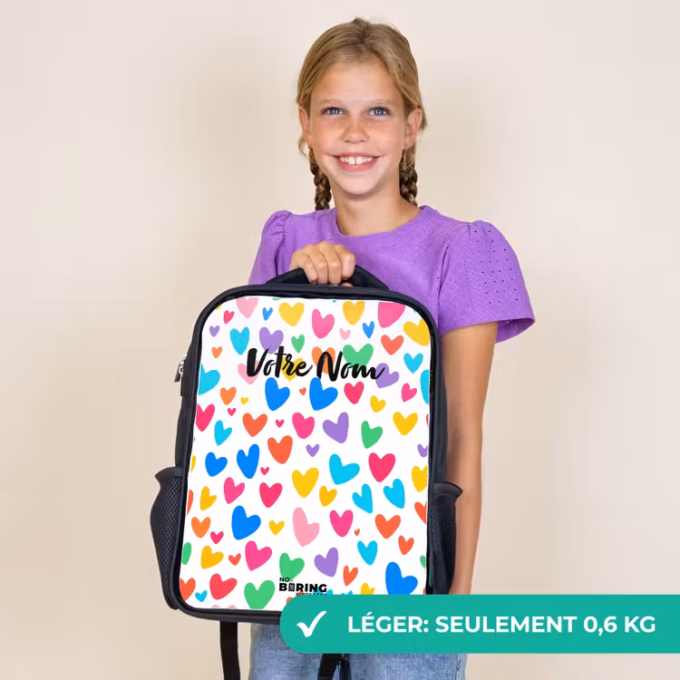 Sac à dos enfant - Noir - Coeurs colorés — 9