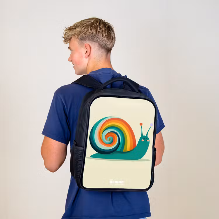 Sac à dos enfant - Noir - Escargot - Arc-en-ciel - Coloré — 5