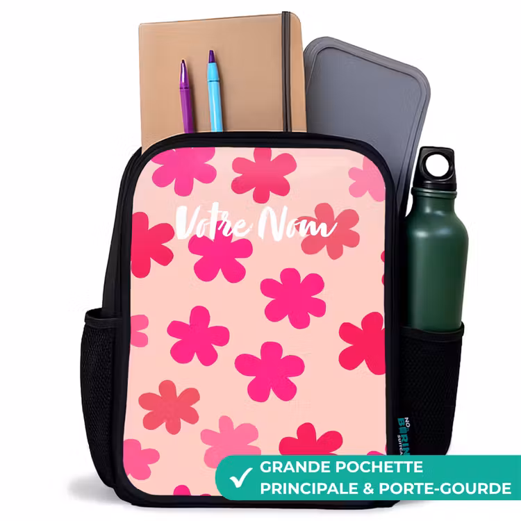 Sac à dos enfant - Noir - Fleurs roses — 10