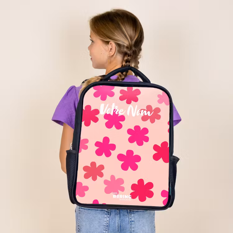 Sac à dos enfant - Noir - Fleurs roses — 4