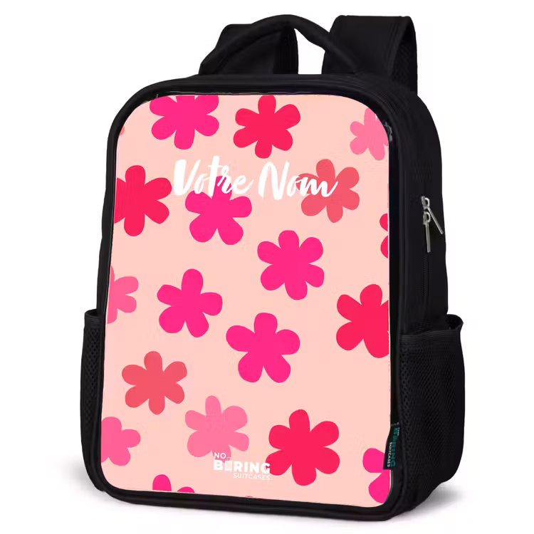 Sac à dos enfant - Noir - Fleurs roses — 6