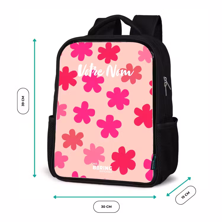 Sac à dos enfant - Noir - Fleurs roses — 8