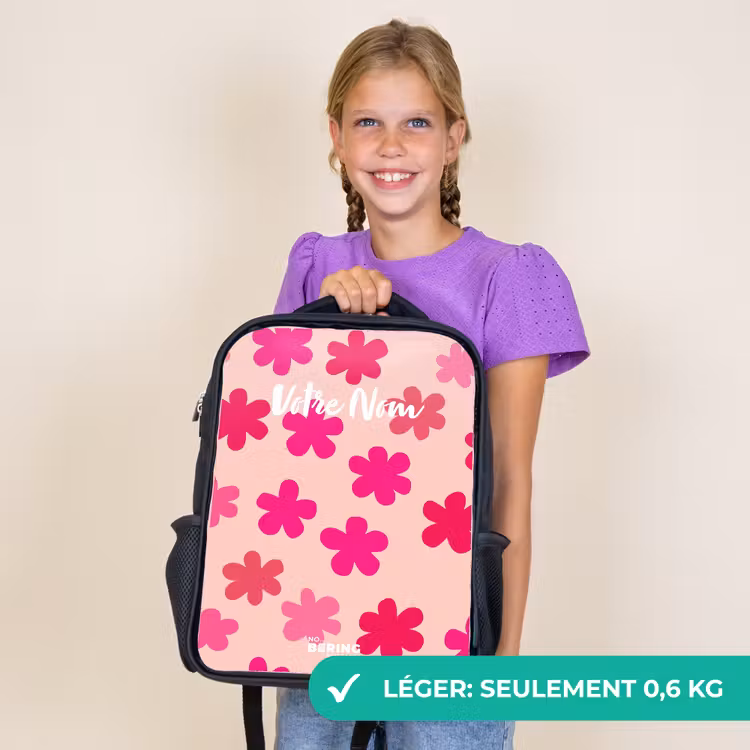Sac à dos enfant - Noir - Fleurs roses — 9