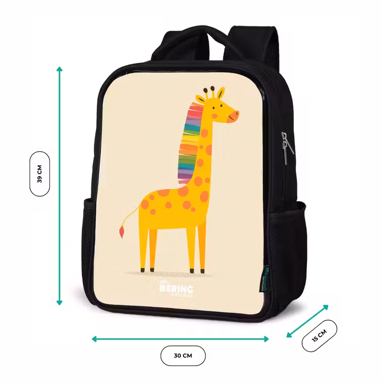 Sac à dos enfant - Noir - Girafe - Animal - Coloré — 8