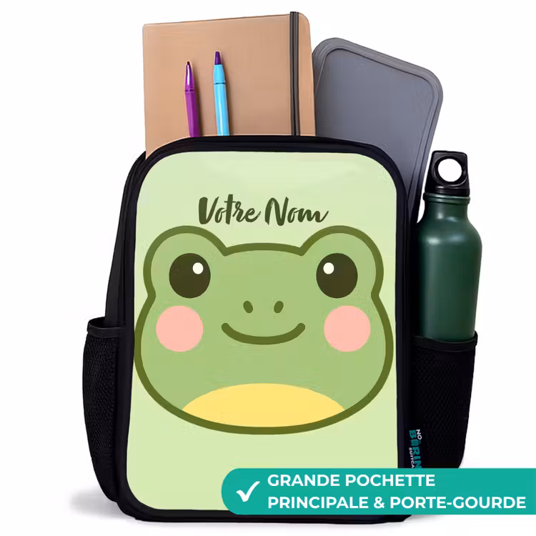 Sac à dos enfant - Noir - Kawai - Grenouille - Vert — 10