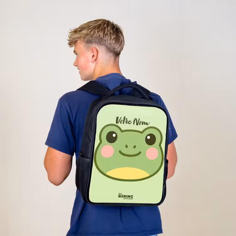 Sac à dos enfant - Noir - Kawai - Grenouille - Vert — 5