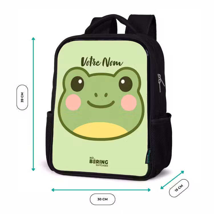 Sac à dos enfant - Noir - Kawai - Grenouille - Vert — 8