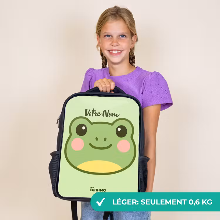 Sac à dos enfant - Noir - Kawai - Grenouille - Vert — 9