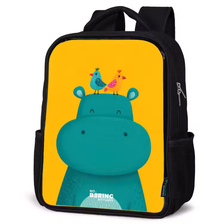 Sac à dos enfant - Noir - Hippo - Oiseaux - Jaune — 6