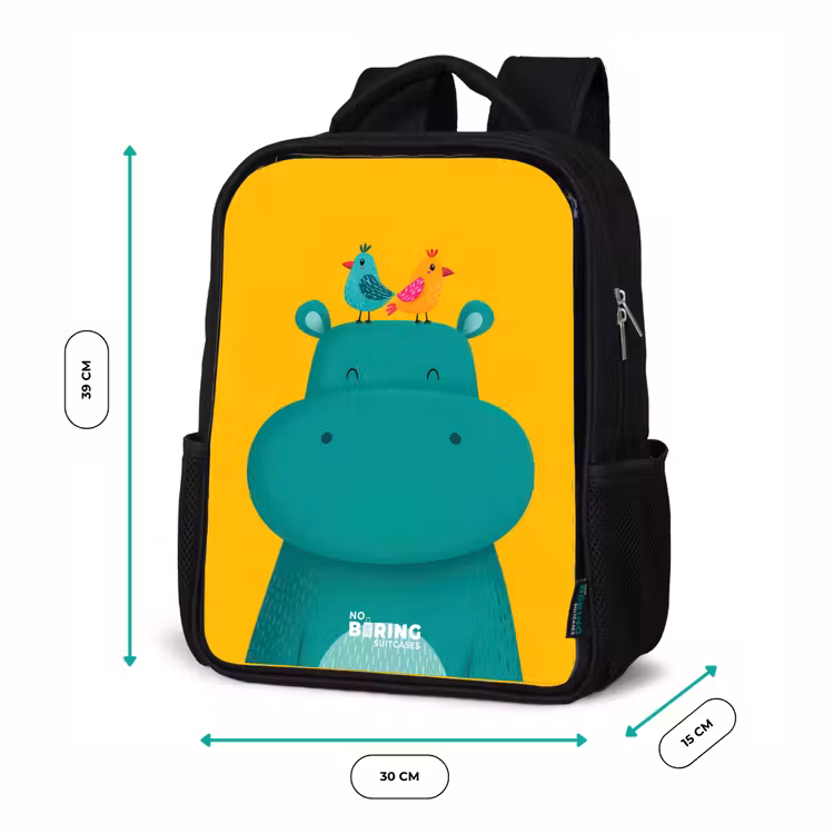 Sac à dos enfant - Noir - Hippo - Oiseaux - Jaune — 8