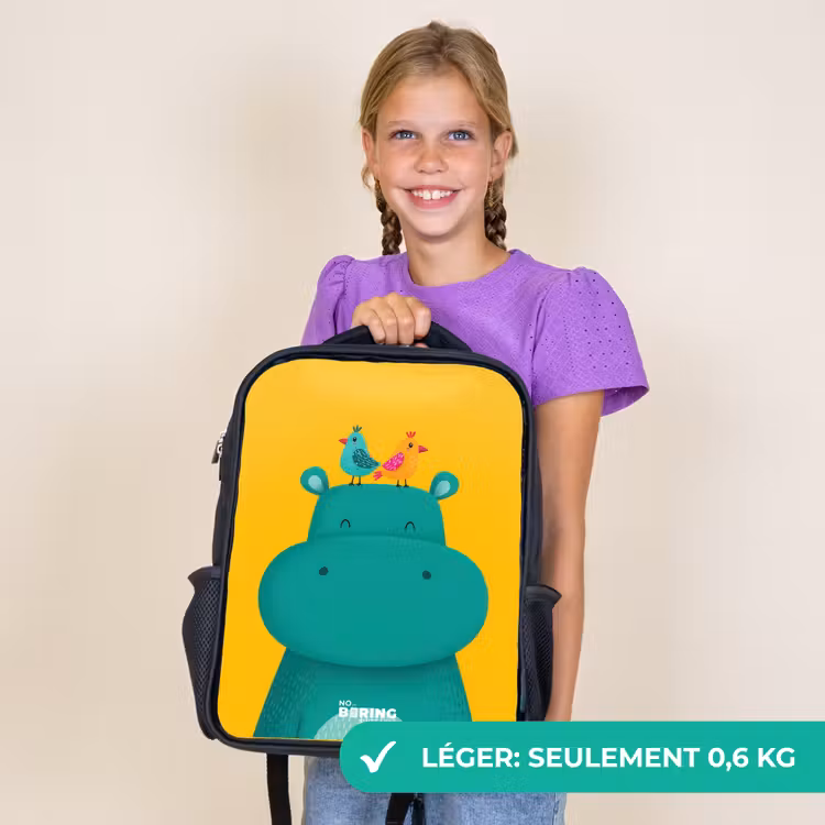 Sac à dos enfant - Noir - Hippo - Oiseaux - Jaune — 9