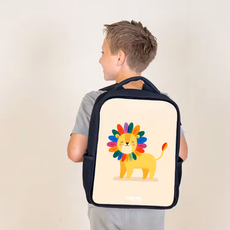 Sac à dos enfant - Noir - Lion - Crinière - Colorée — 2