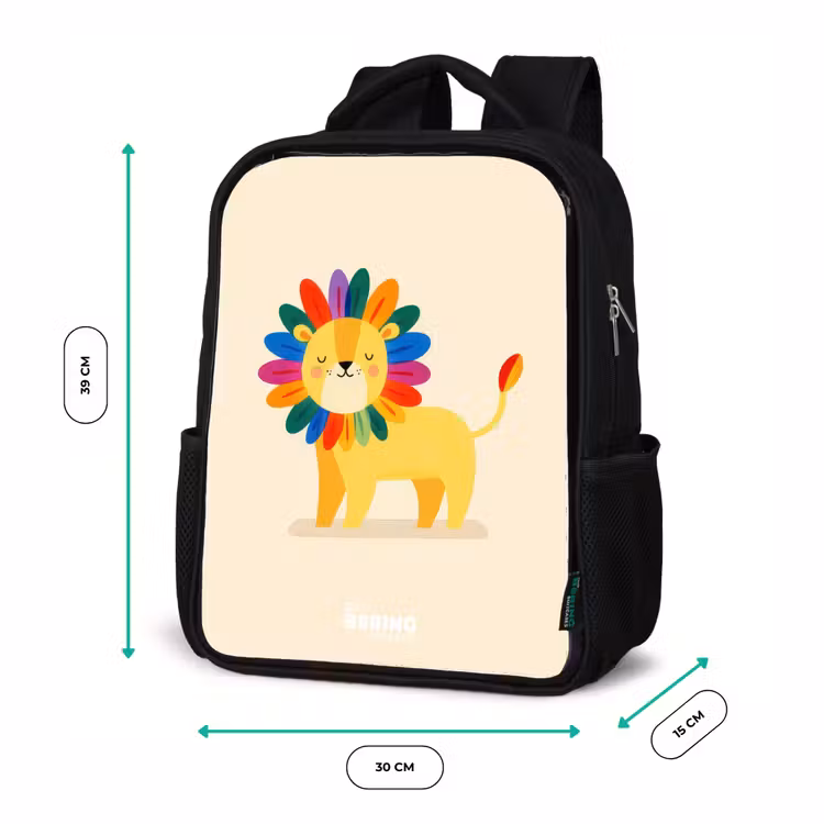 Sac à dos enfant - Noir - Lion - Crinière - Colorée — 8