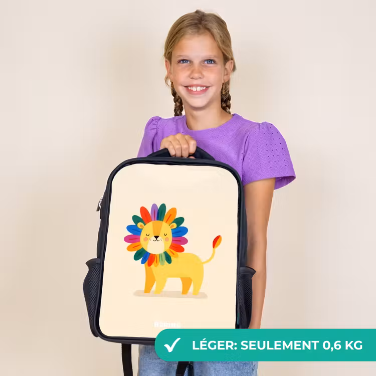 Sac à dos enfant - Noir - Lion - Crinière - Colorée — 9