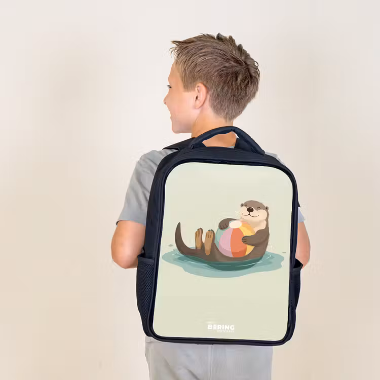 Sac à dos enfant - Noir - Loutre - Ballon de plage - Eau — 2