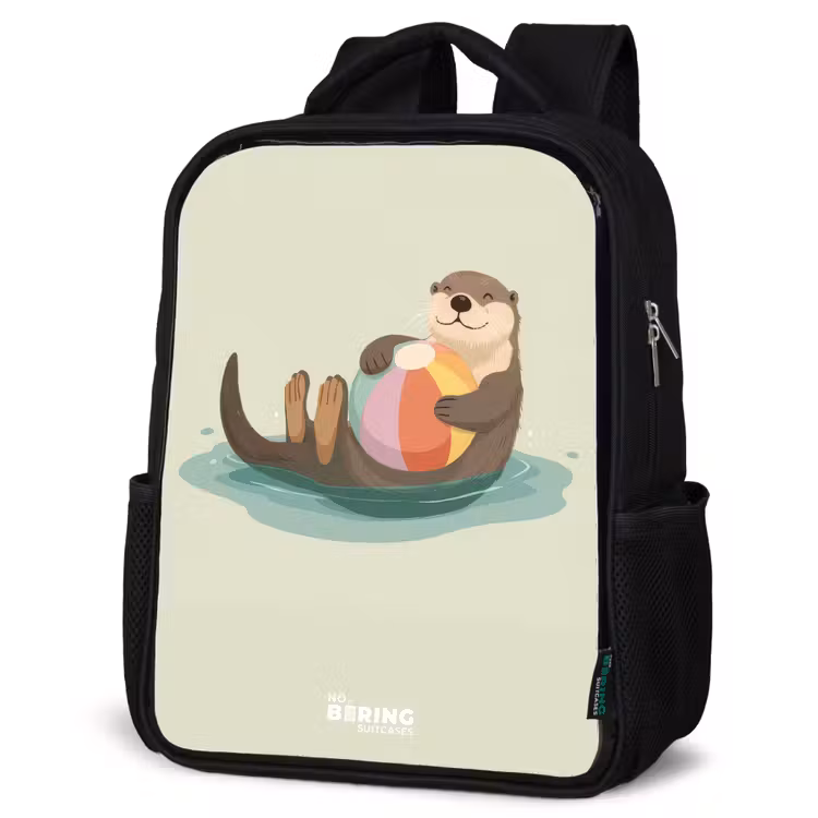 Sac à dos enfant - Noir - Loutre - Ballon de plage - Eau — 6