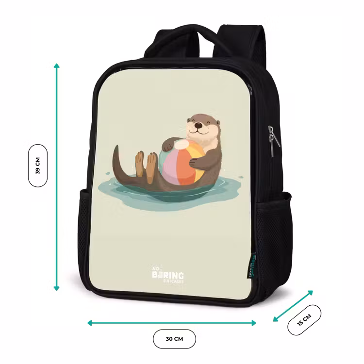 Sac à dos enfant - Noir - Loutre - Ballon de plage - Eau — 8