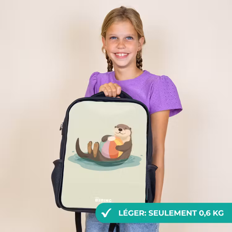 Sac à dos enfant - Noir - Loutre - Ballon de plage - Eau — 9