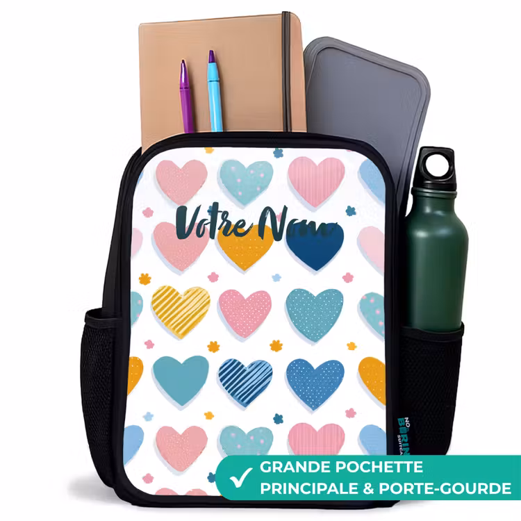 Sac à dos enfant - Noir - Motif en forme de cœur — 10