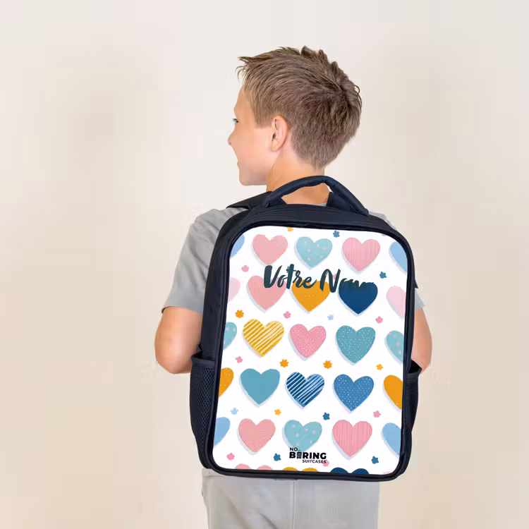 Sac à dos enfant - Noir - Motif en forme de cœur — 2