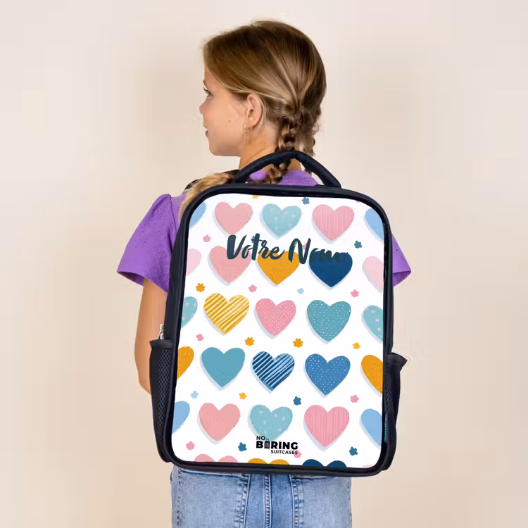 Sac à dos enfant - Noir - Motif en forme de cœur — 4