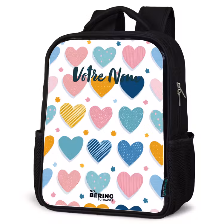 Sac à dos enfant - Noir - Motif en forme de cœur — 6