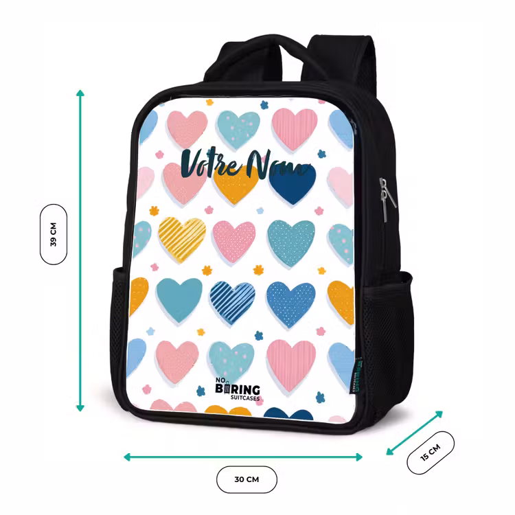 Sac à dos enfant - Noir - Motif en forme de cœur — 8