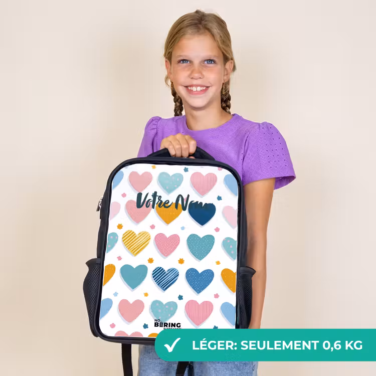 Sac à dos enfant - Noir - Motif en forme de cœur — 9
