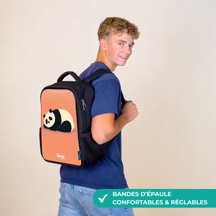 Sac à dos enfant - Noir - Panda - Dormant - Orange — 11