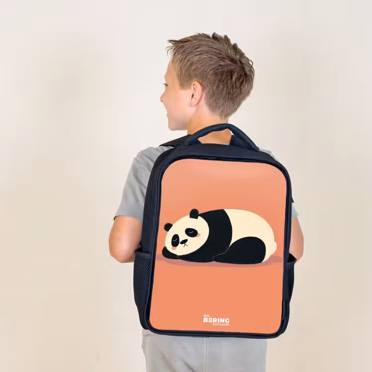 Sac à dos enfant - Noir - Panda - Dormant - Orange — 2