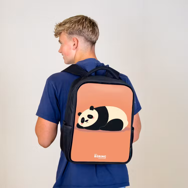 Sac à dos enfant - Noir - Panda - Dormant - Orange — 5