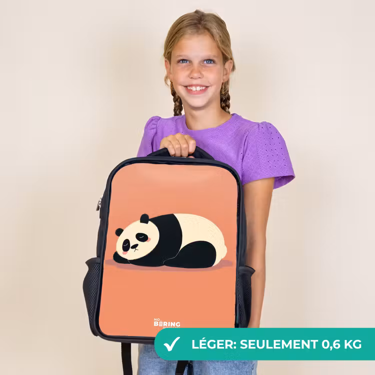 Sac à dos enfant - Noir - Panda - Dormant - Orange — 9