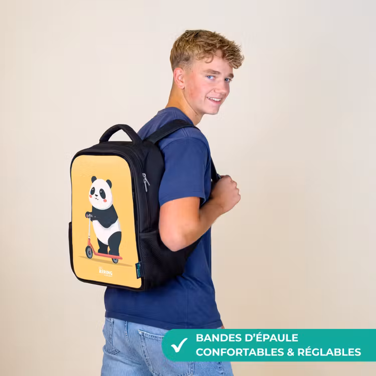 Sac à dos enfant - Noir - Panda - Marchepied - Jaune — 11