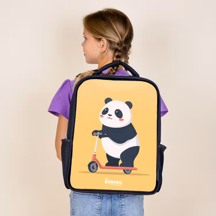 Sac à dos enfant - Noir - Panda - Marchepied - Jaune — 4