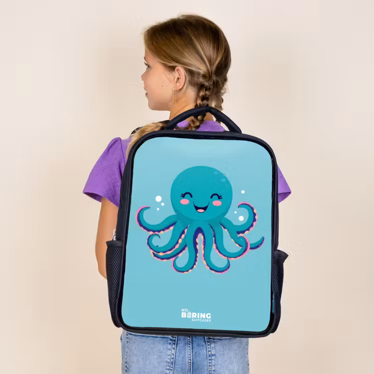 Sac à dos enfant - Noir - Pieuvre - Eau - Bleu — 4