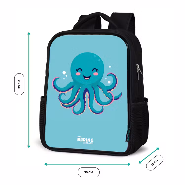 Sac à dos enfant - Noir - Pieuvre - Eau - Bleu — 8