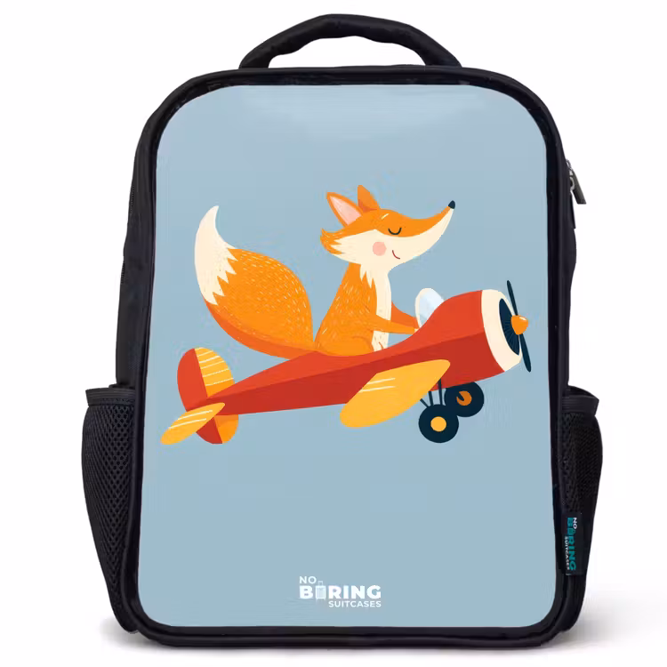 Sac à dos enfant - Noir - Renard - Avion - Mouches — 1