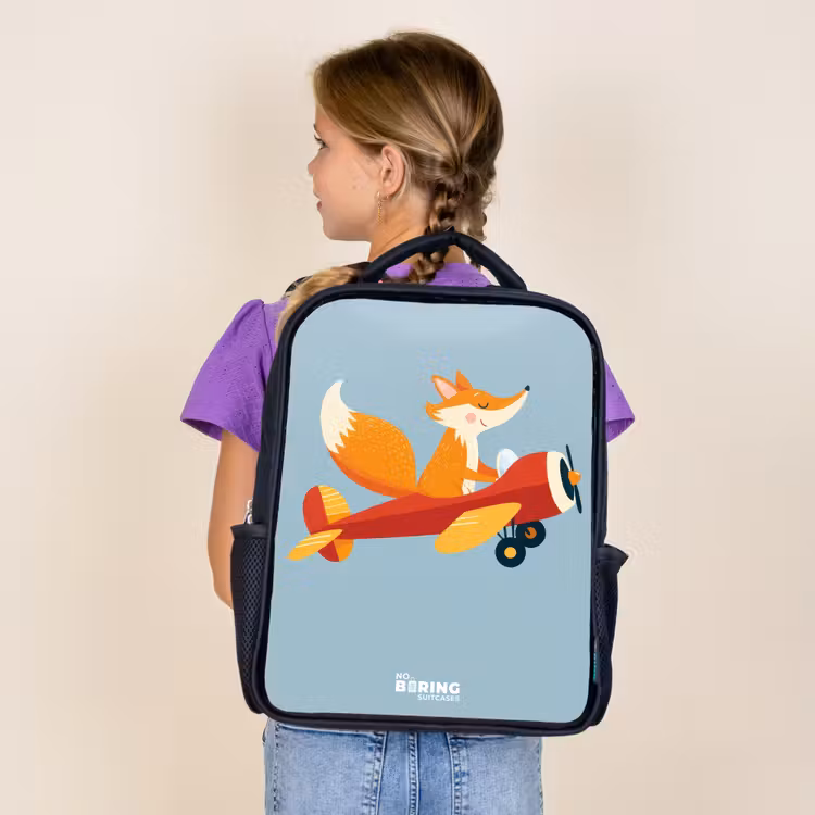 Sac à dos enfant - Noir - Renard - Avion - Mouches — 4