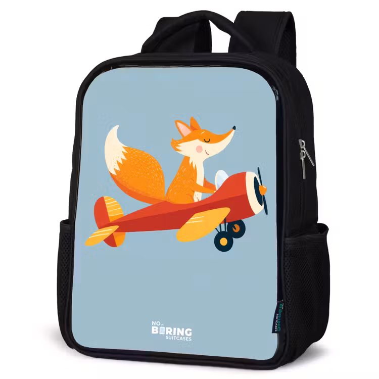 Sac à dos enfant - Noir - Renard - Avion - Mouches — 6