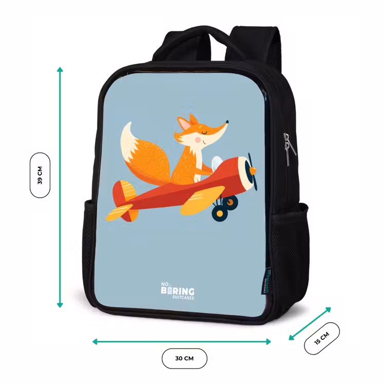 Sac à dos enfant - Noir - Renard - Avion - Mouches — 8