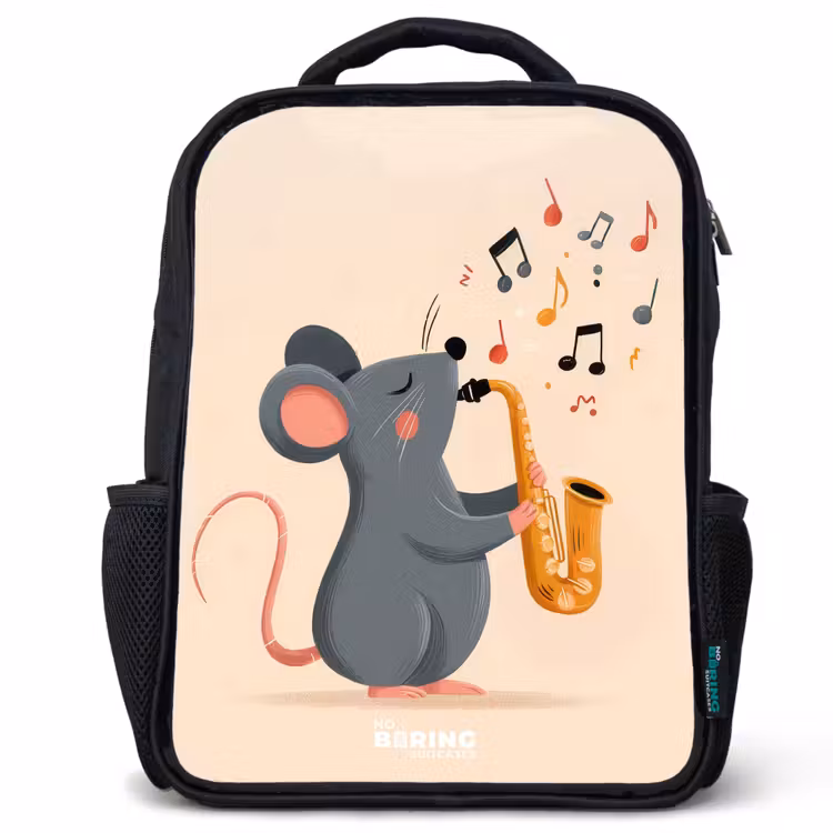 Sac à dos enfant - Noir - Souris - Saxophone - Musique — 1
