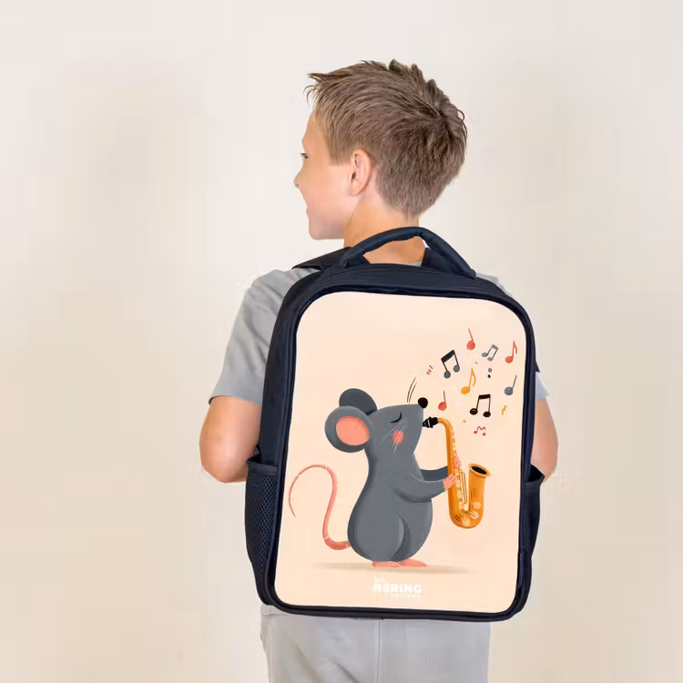 Sac à dos enfant - Noir - Souris - Saxophone - Musique — 2