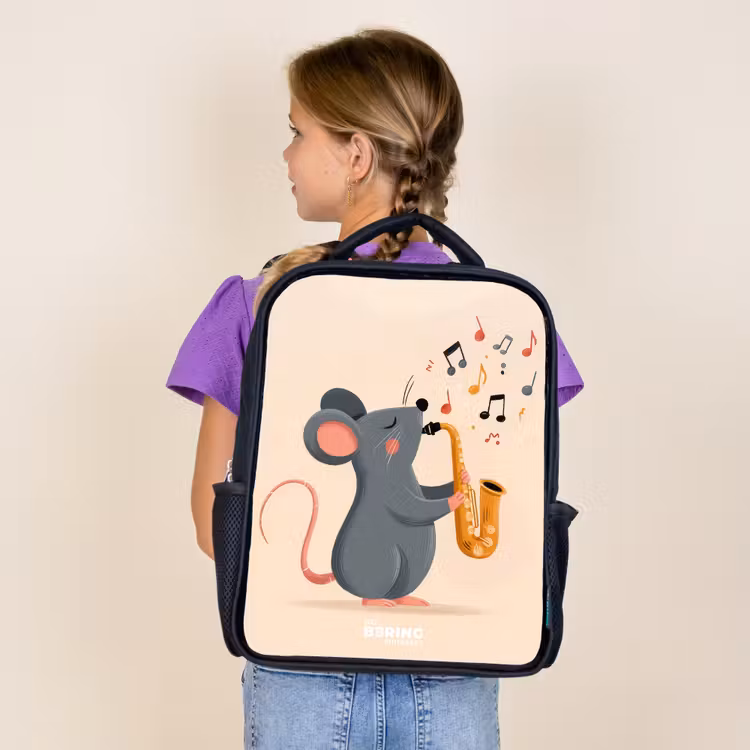 Sac à dos enfant - Noir - Souris - Saxophone - Musique — 4